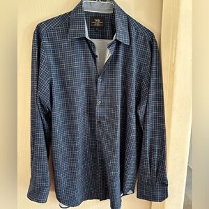 WRK Men's Blue Checked Dress Shirt